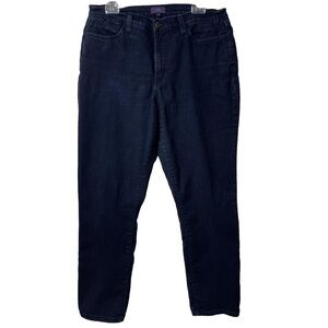 NYDJ Straight Leg Lift Tuck Technology Dark Blue Wash Jeans 14